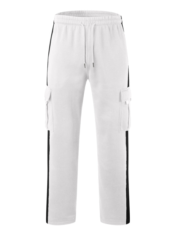 Men's autumn and winter velvet loose multi-pocket lanyard overalls - Free Shipping