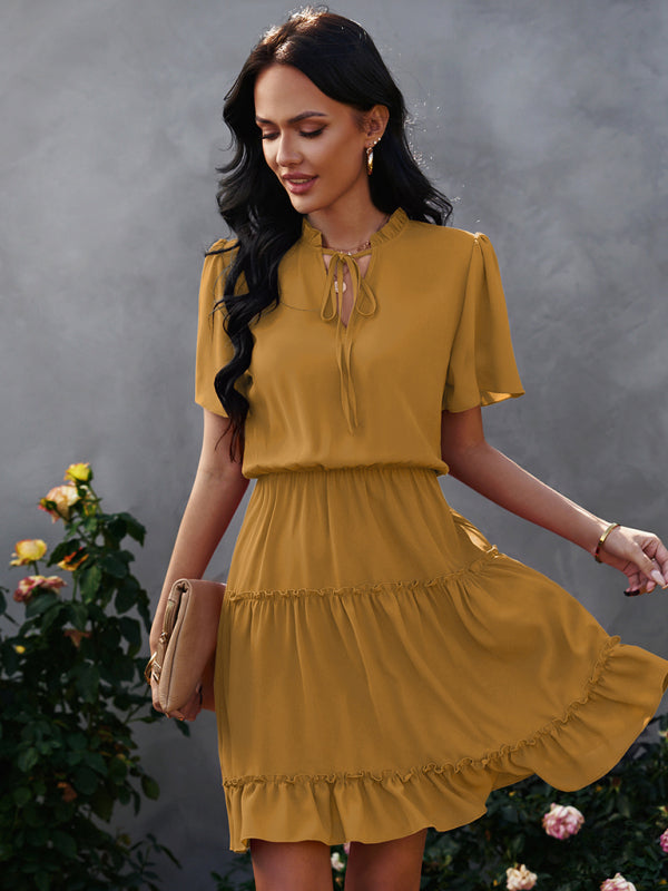 Women's high neck loose Ruffle Dress - Free Shipping