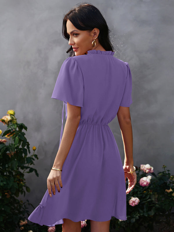 Women's high neck loose Ruffle Dress - Free Shipping