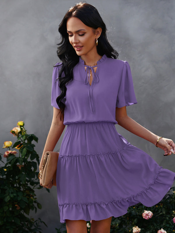 Women's high neck loose Ruffle Dress - Free Shipping