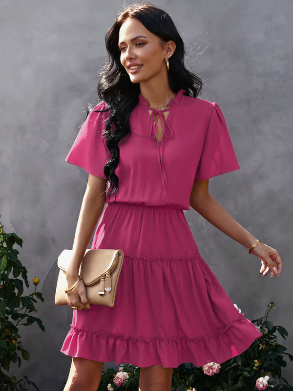 Women's high neck loose Ruffle Dress - Free Shipping