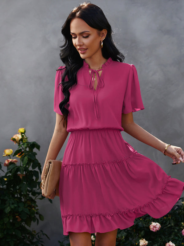 Women's high neck loose Ruffle Dress - Free Shipping