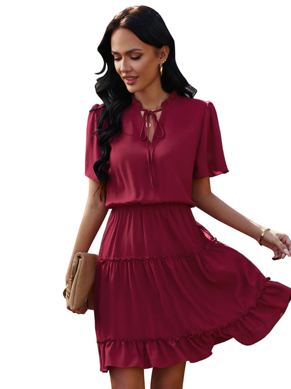 Women's high neck loose Ruffle Dress - Free Shipping