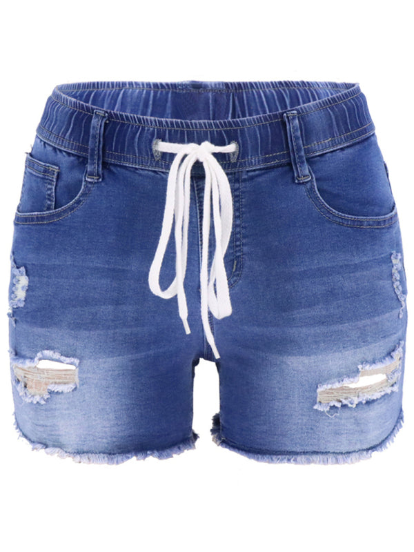 Women's casual slim all-match ripped denim shorts - Free Shipping - Aurelia Clothing