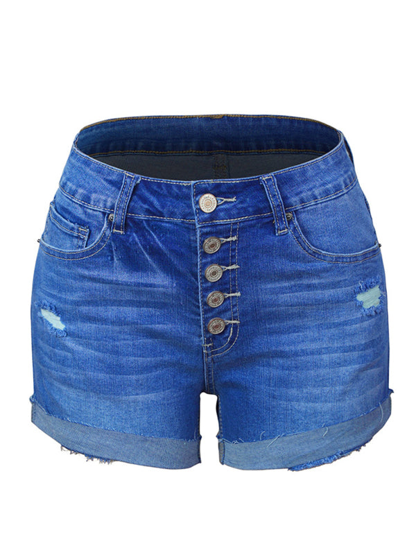 Women's Stretch Ripped Denim Shorts - Free Shipping - Aurelia Clothing