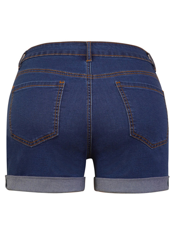 Stylish simple high elastic women's denim shorts - Free Shipping - Aurelia Clothing