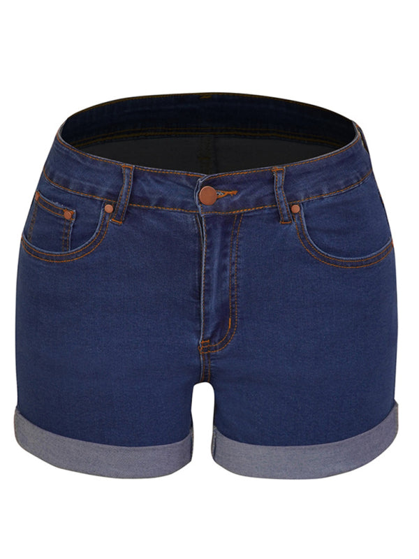 Stylish simple high elastic women's denim shorts - Free Shipping - Aurelia Clothing
