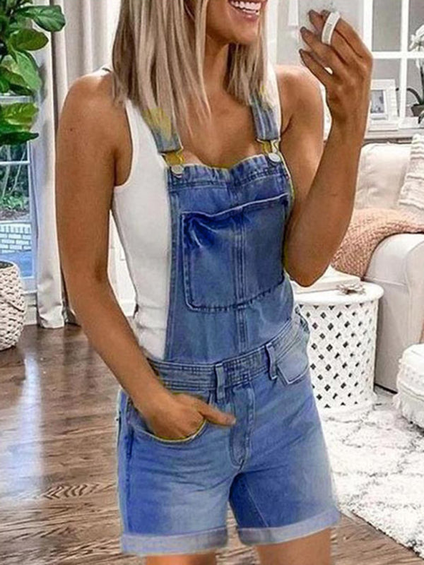 Women's Denim Overalls Sexy Fashion Washed Denim Shorts - Free Shipping - Aurelia Clothing