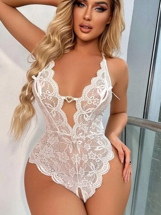 New women's sexy lace see-through crotch-free one-piece sexy pajamas - Free Shipping - Aurelia Clothing