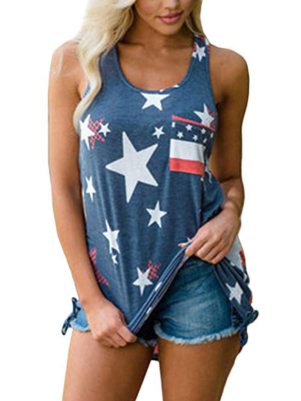 Women's Independence Day Flag Print Loose Casual Tank Top - Free Shipping - Aurelia Clothing