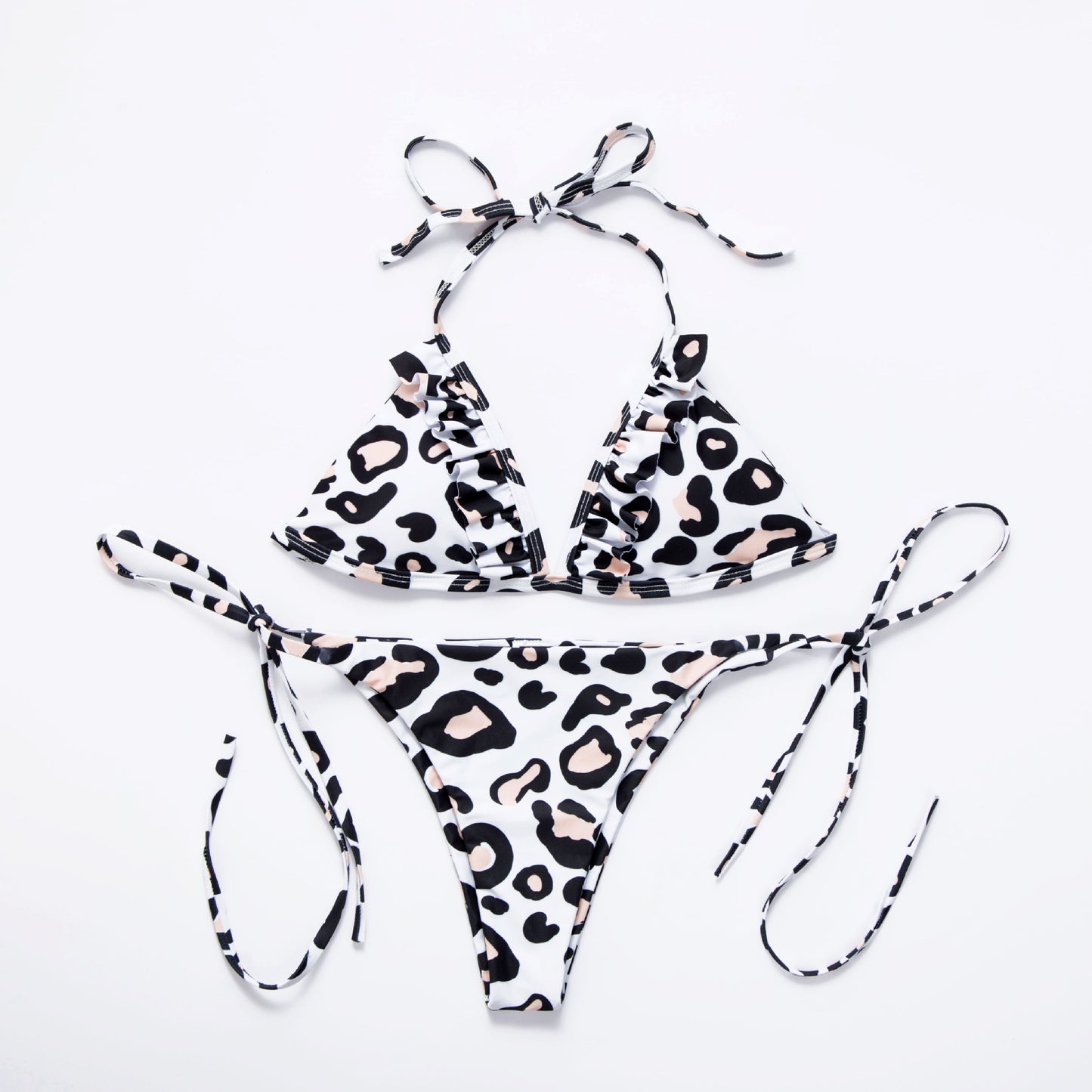 leopard print ruffled swimsuit-Free Shipping - Aurelia Clothing
