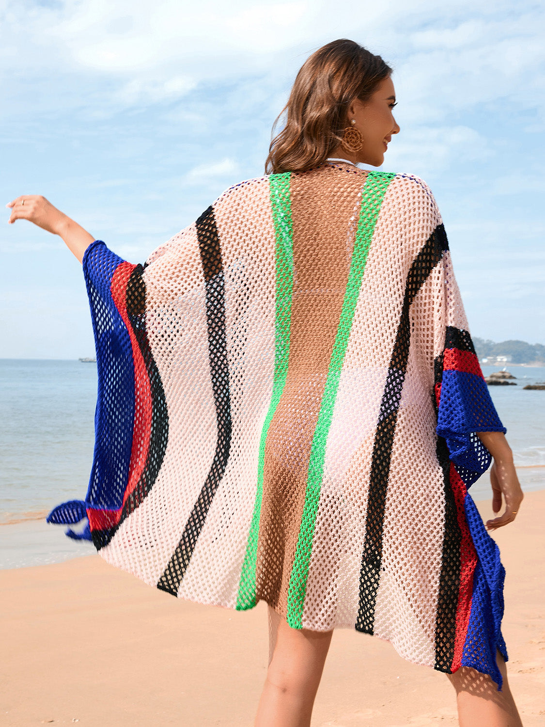 Openwork Color Block Plunge Cover-Up - Aurelia Clothing