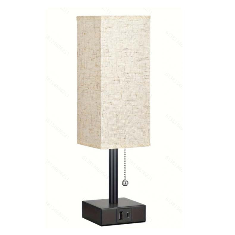 Linen 90 square desk lamp zipper switch three color temperature variable light A+C USB charging - Free Shipping - Aurelia Clothing