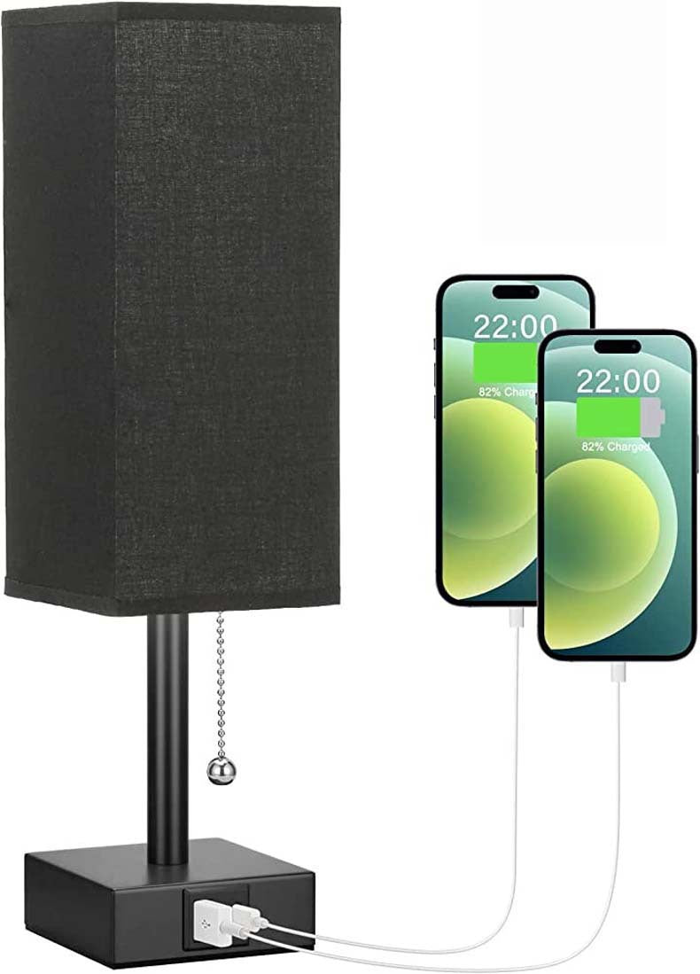 Linen 90 square desk lamp zipper switch three color temperature variable light A+C USB charging - Free Shipping - Aurelia Clothing