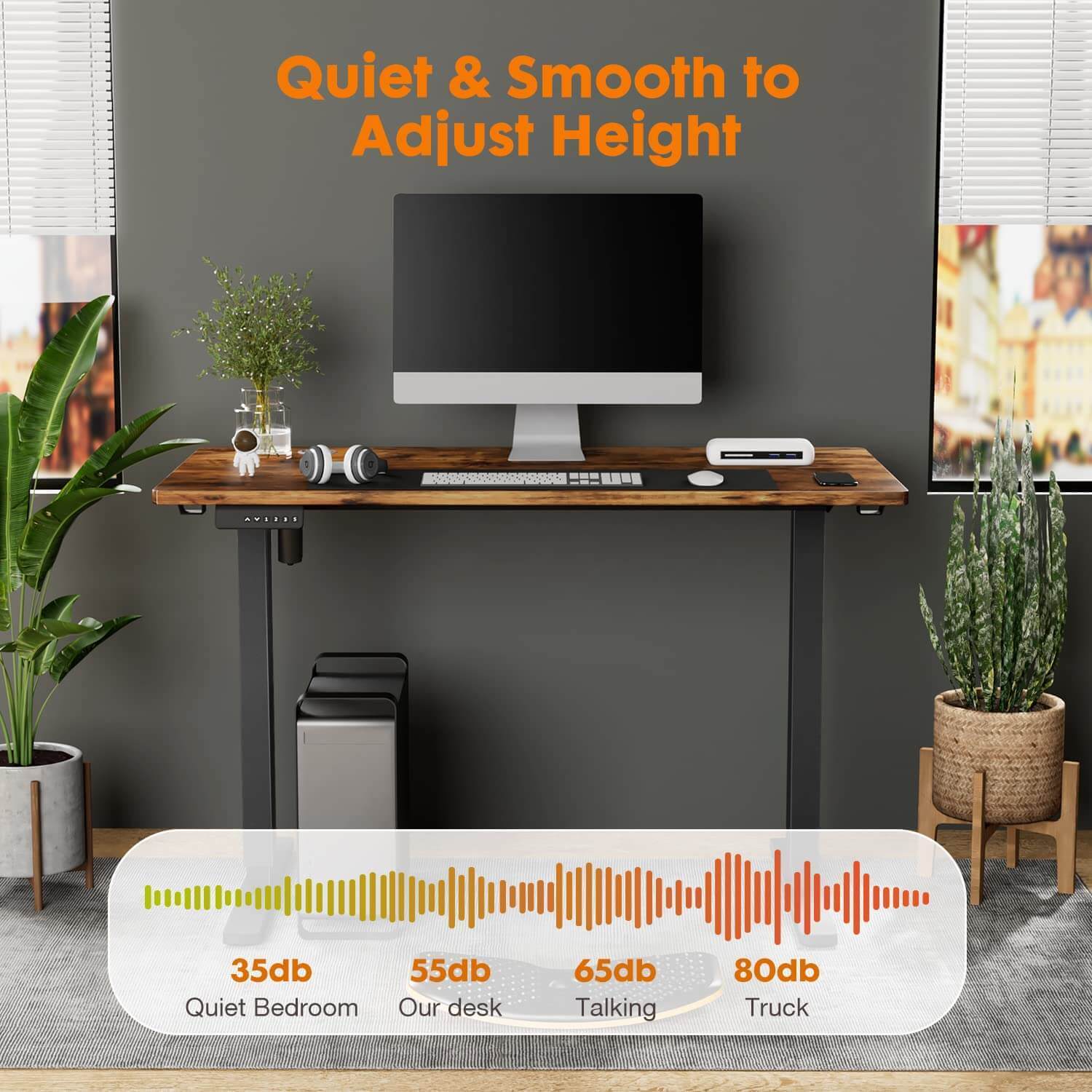 Electric Height Adjustable Standing Desk,Sit to Stand Ergonomic Computer Desk,Brown,40'' x 24" - Free Shipping - Aurelia Clothing