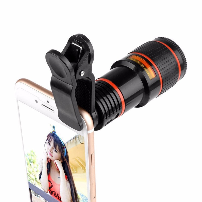 10 in 1 Kits 12x Zoom Telephoto Lens Fish eye Lens Wide Angle Macro Lenses Cell Phone Mobile Tripod - Free Shipping - aurelia-clothing-8955