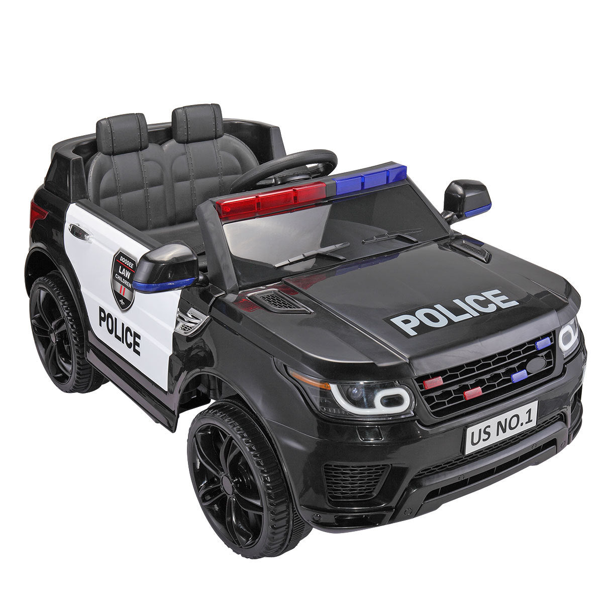 12V Kid Ride on Police Car with Parental Remote Control, Battery Powered Electric Truck with Siren, Flashing Lights,Music, Spring Suspension, Black - Free Shipping - Aurelia Clothing
