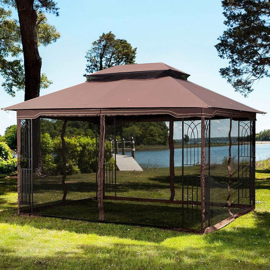 13x10 Outdoor Patio Gazebo Canopy Tent With Ventilated Double Roof And Mosquito net - Free Shipping - Aurelia Clothing