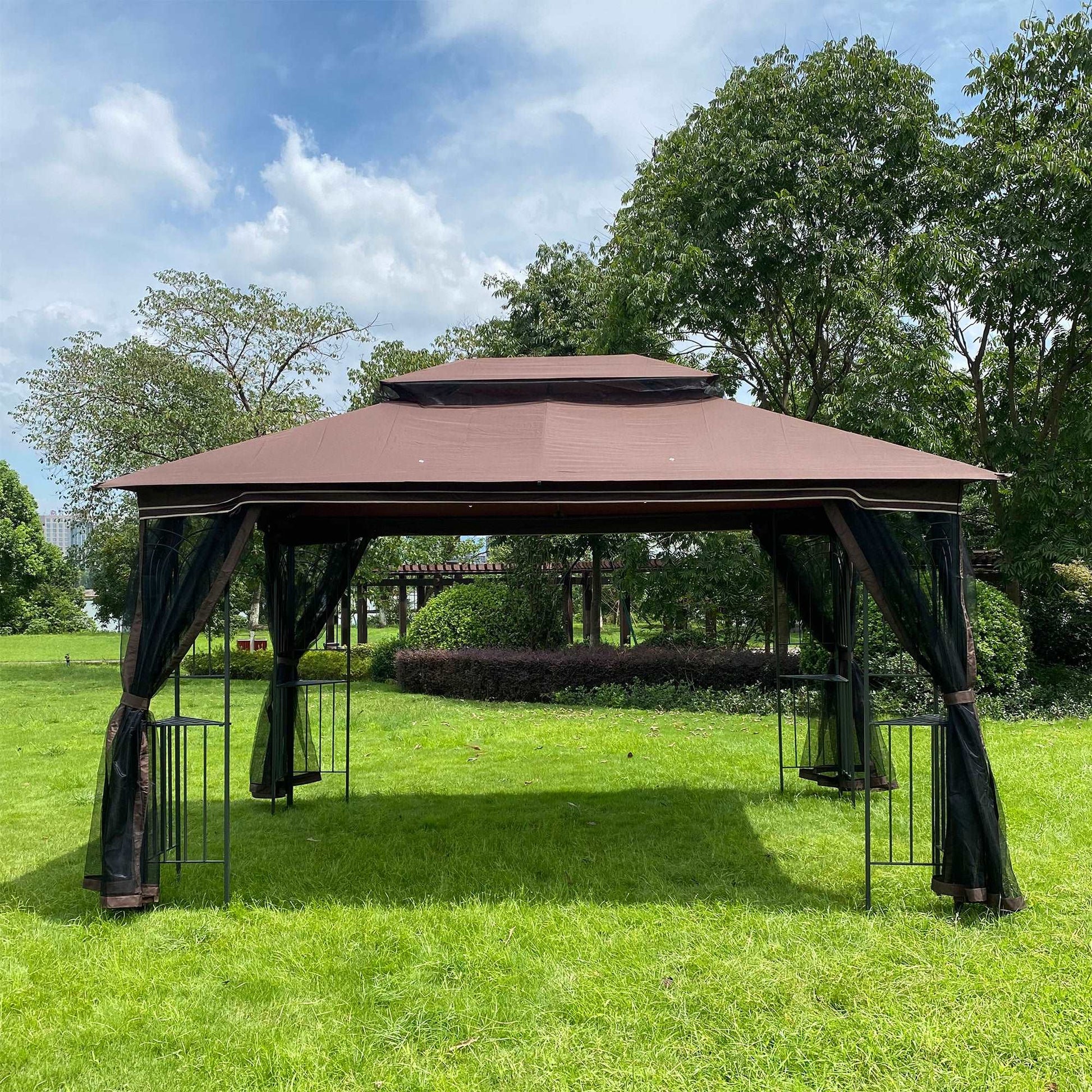 13x10 Outdoor Patio Gazebo Canopy Tent With Ventilated Double Roof And Mosquito net - Free Shipping - Aurelia Clothing