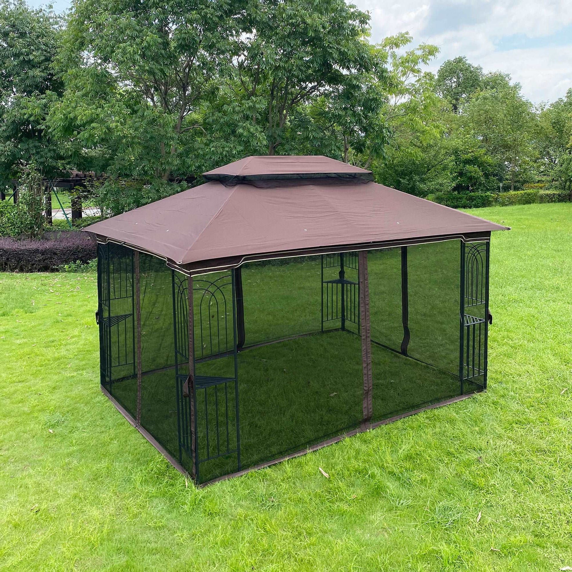 13x10 Outdoor Patio Gazebo Canopy Tent With Ventilated Double Roof And Mosquito net - Free Shipping - Aurelia Clothing