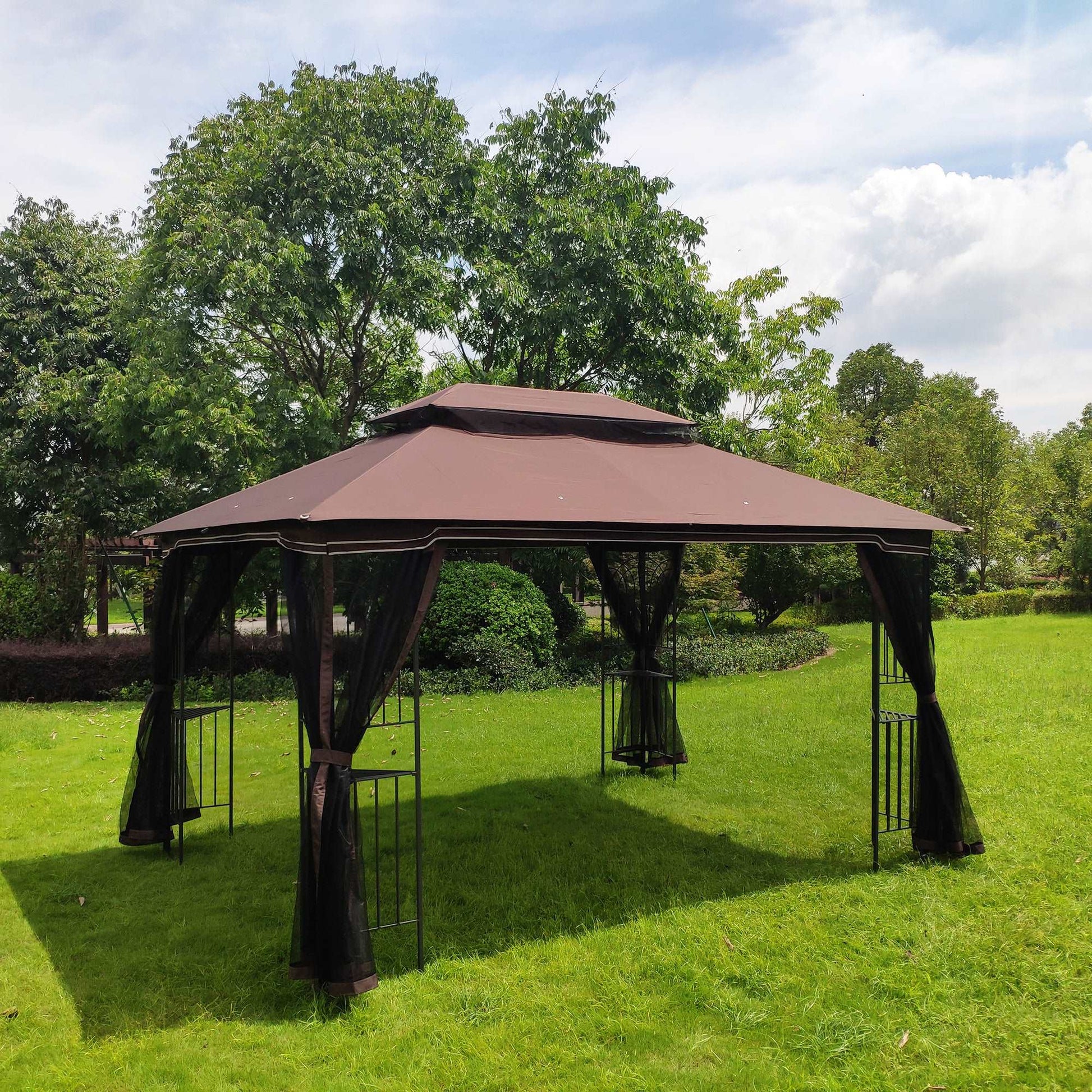 13x10 Outdoor Patio Gazebo Canopy Tent With Ventilated Double Roof And Mosquito net - Free Shipping - Aurelia Clothing