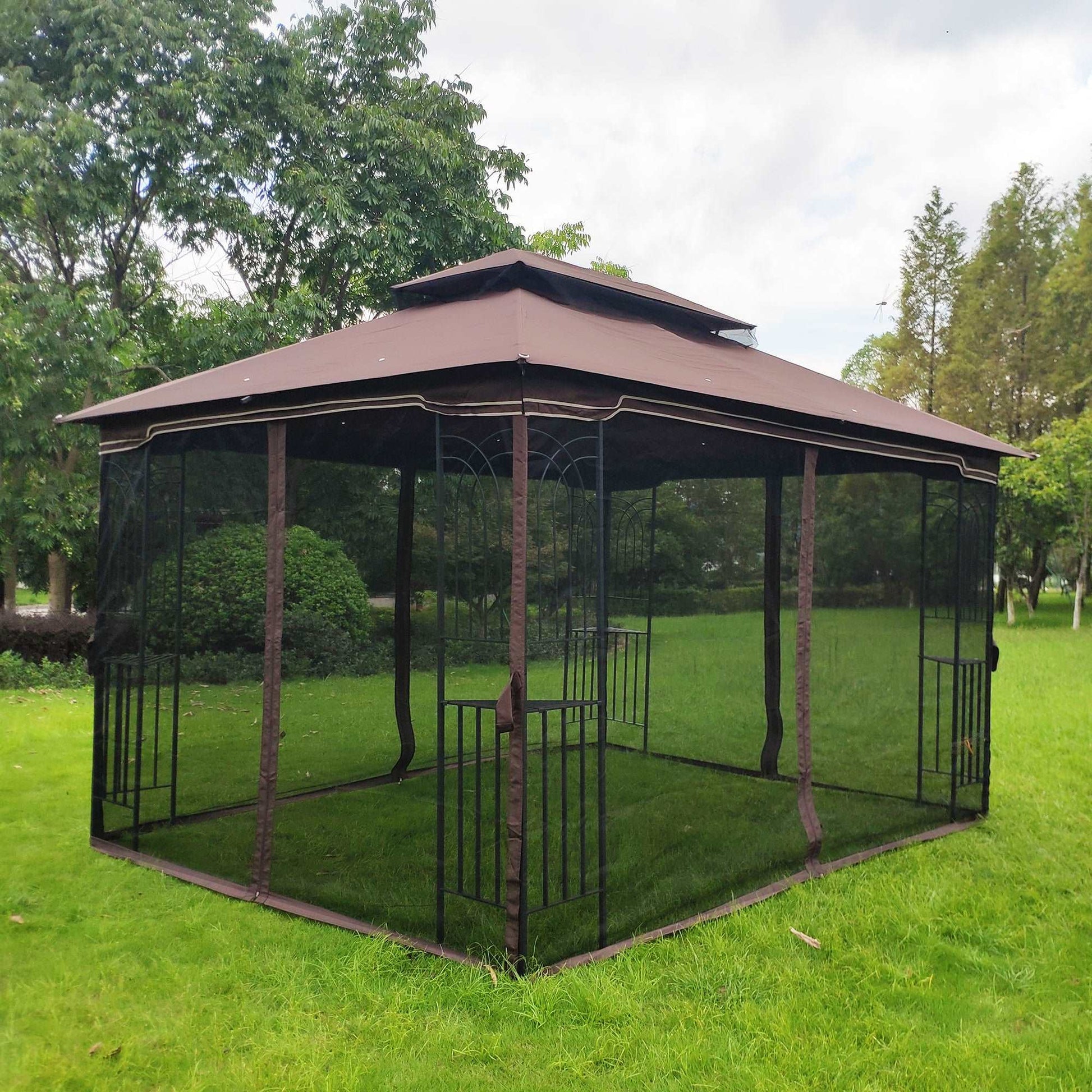 13x10 Outdoor Patio Gazebo Canopy Tent With Ventilated Double Roof And Mosquito net - Free Shipping - Aurelia Clothing