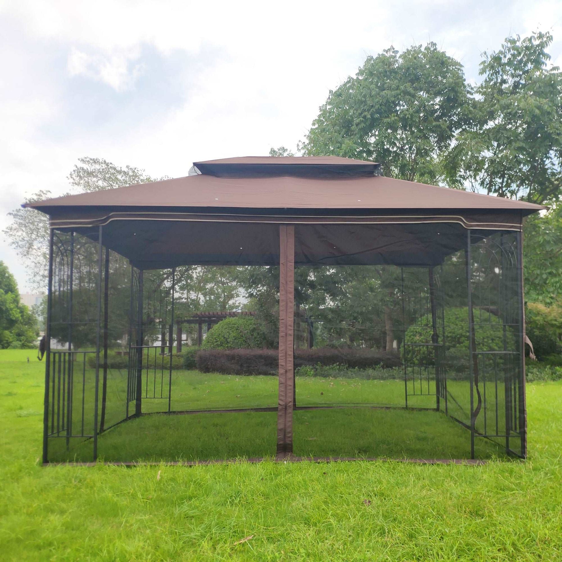 13x10 Outdoor Patio Gazebo Canopy Tent With Ventilated Double Roof And Mosquito net - Free Shipping - Aurelia Clothing