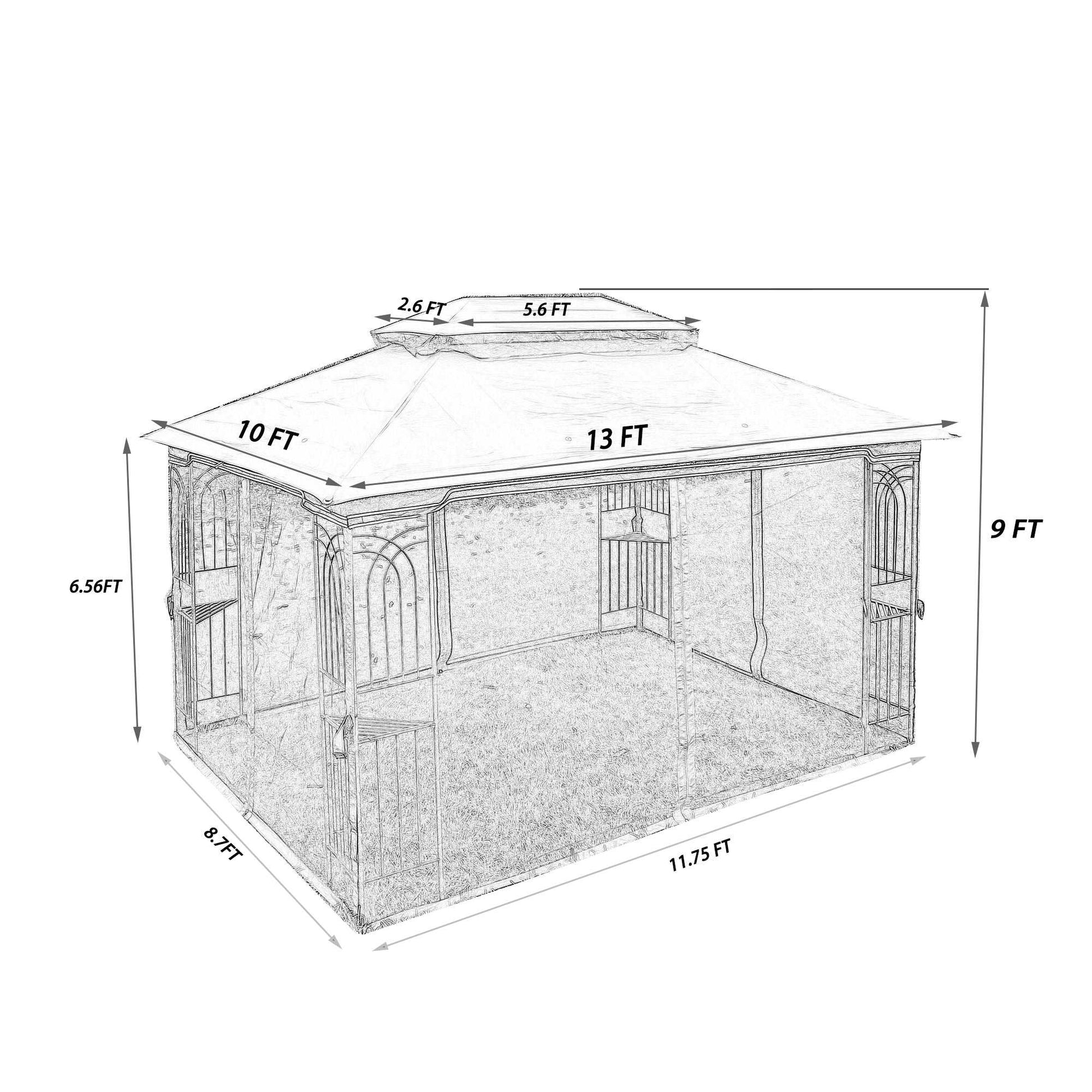 13x10 Outdoor Patio Gazebo Canopy Tent With Ventilated Double Roof And Mosquito net - Free Shipping - Aurelia Clothing