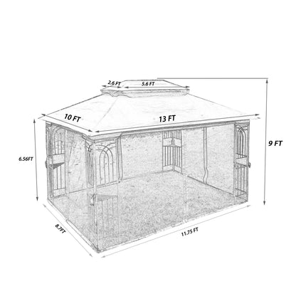 13x10 Outdoor Patio Gazebo Canopy Tent With Ventilated Double Roof And Mosquito net - Free Shipping - Aurelia Clothing