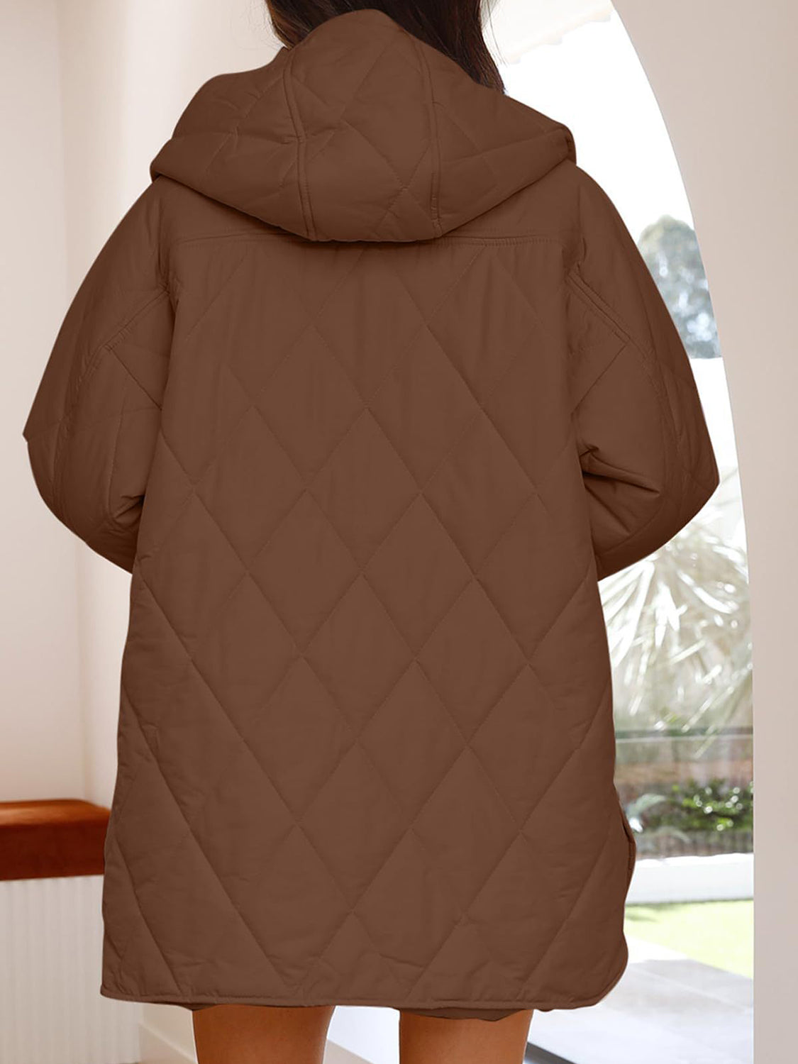Slit Snap Down Long Sleeve Hooded Jacket - Aurelia Clothing