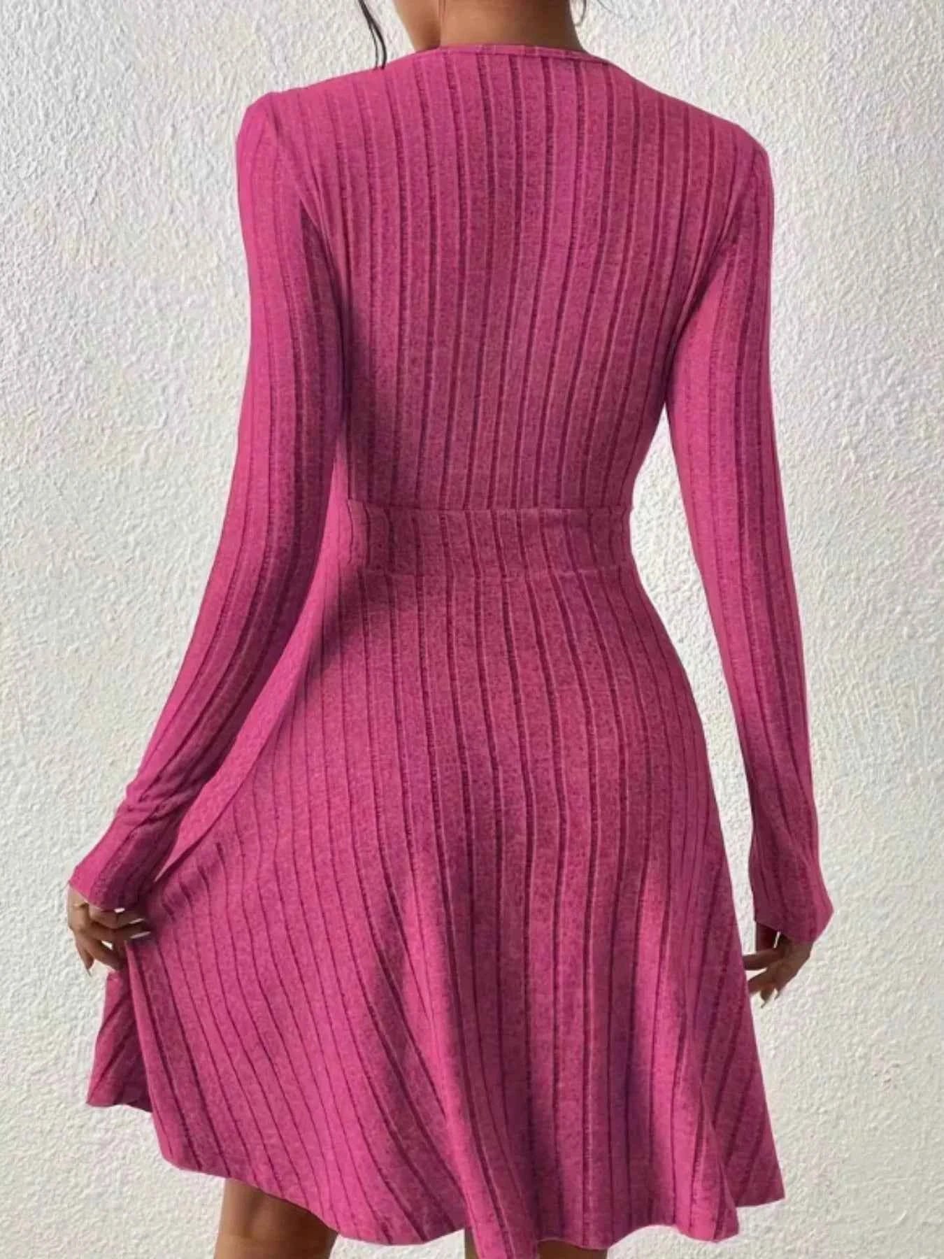 Ribbed Knit Wrap Mini Dress - Free Shipping