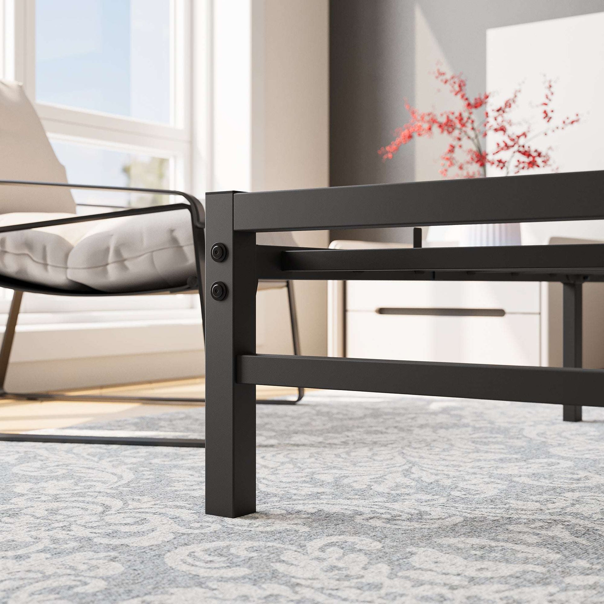 Queen Size Platform Bed Frame with Rustic Vintage Wood Headboard, Strong Metal Slats Support Mattress Foundation, No Box Spring Needed Rustic Brown - Free Shipping - Aurelia Clothing