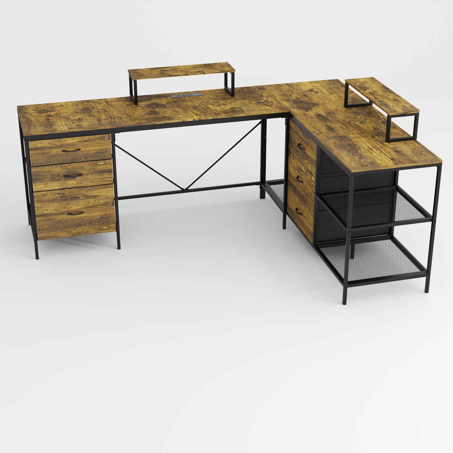 L-Shaped Computer Desk with Power Outlets & USB-C-Free Shipping