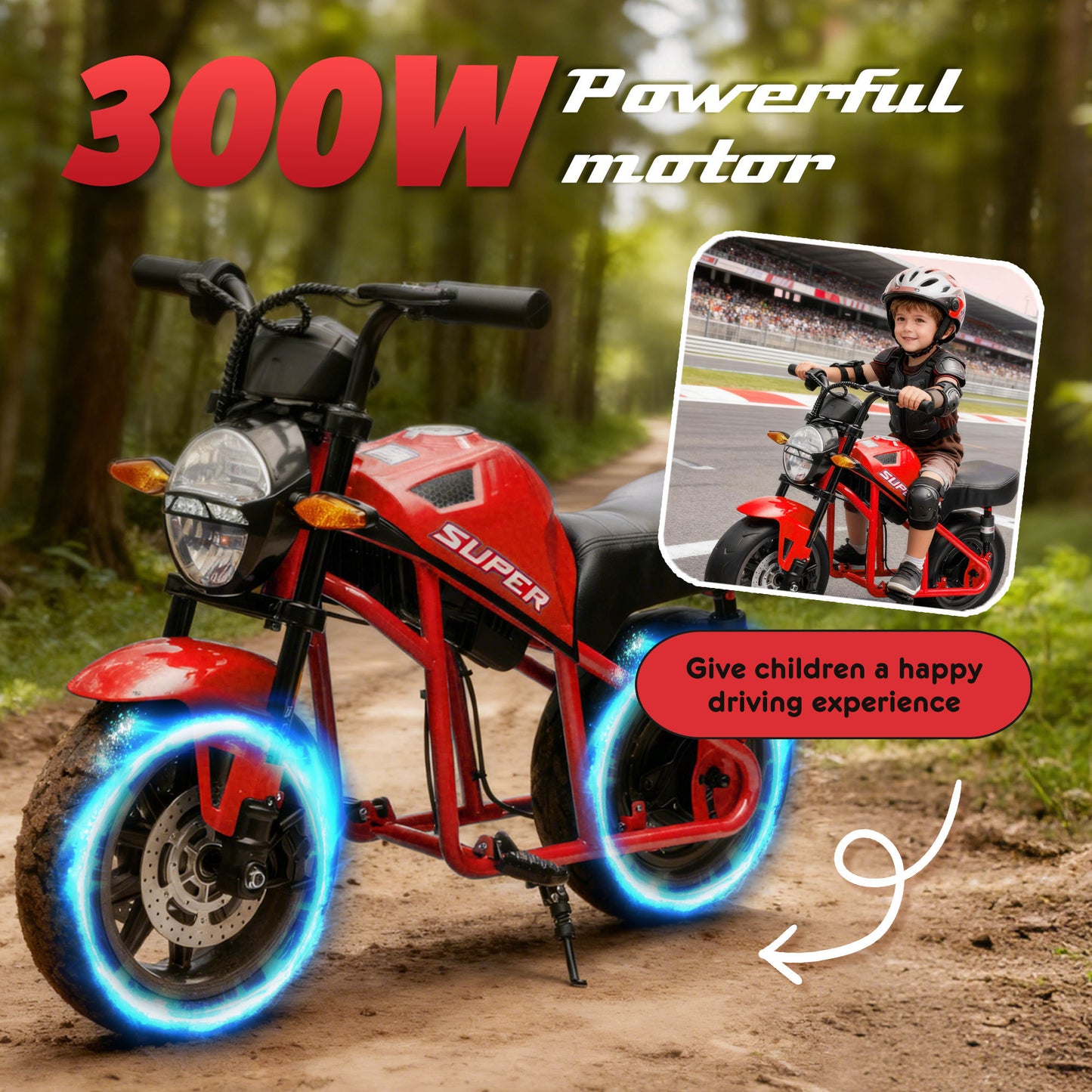 24V300W Kids Ride On XL Electric Toy Muscle Motorcycle-Free Shipping - Aurelia Clothing