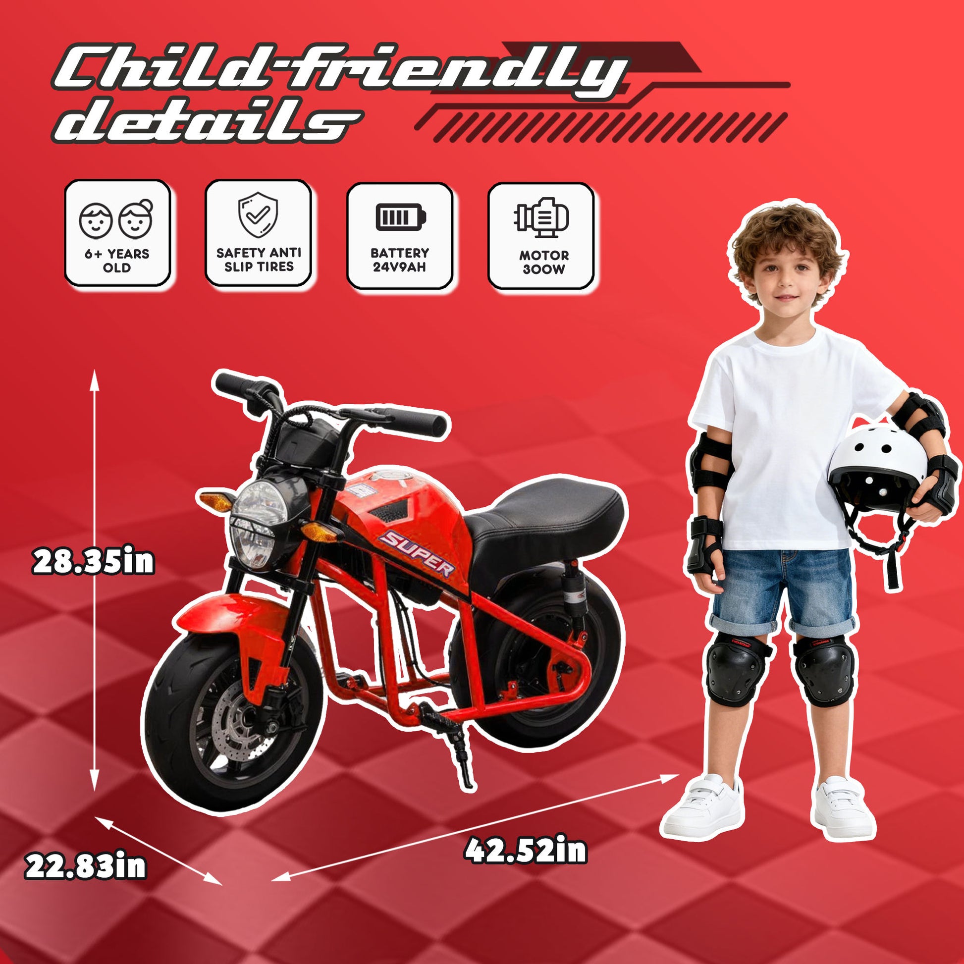 24V300W Kids Ride On XL Electric Toy Muscle Motorcycle-Free Shipping - Aurelia Clothing