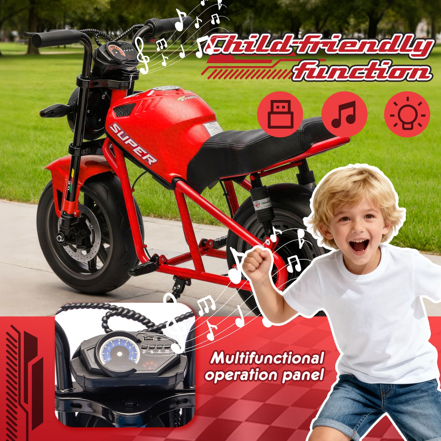 24V300W Kids Ride On XL Electric Toy Muscle Motorcycle-Free Shipping - Aurelia Clothing
