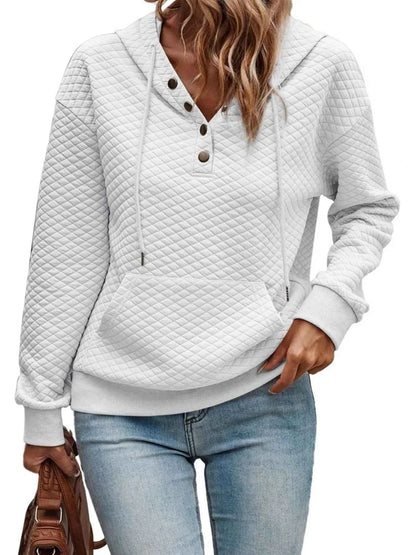 Drawstring Textured Dropped Shoulder Hoodie - Free Shipping