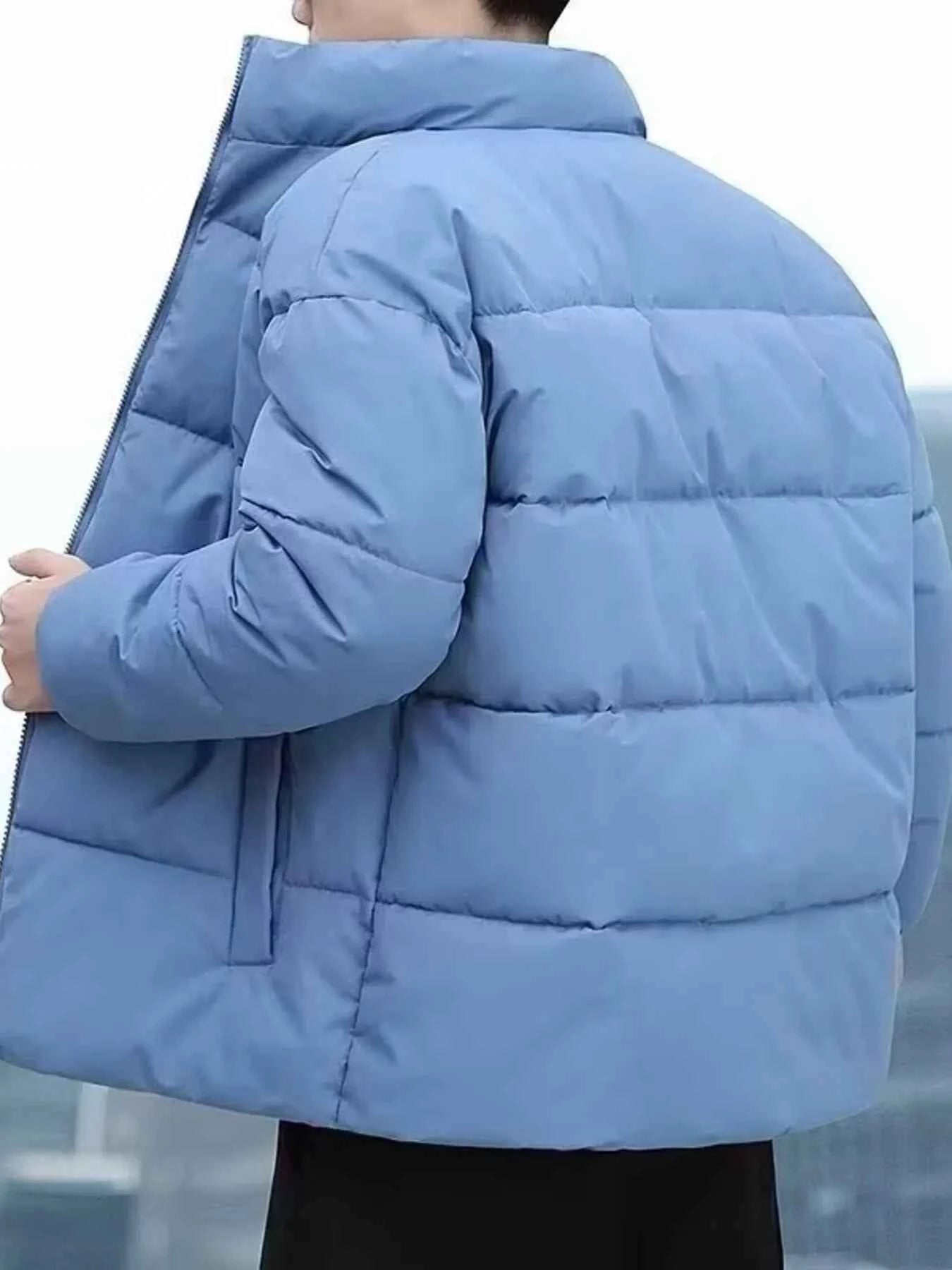 Men's Plus Size Quilted Zip Up Winter Coat - Free Shipping