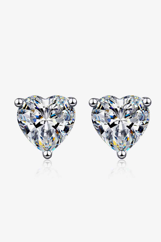 2 Carat Moissanite Heart-Shaped Stud Earrings - aurelia-clothing-8955
