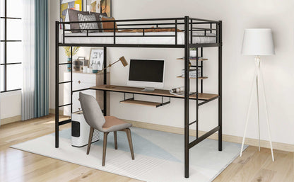 Loft Bed with Desk and Shelf , Space Saving Design,Twin(OLD SKU:MF193081AAB) - Free Shipping - Aurelia Clothing