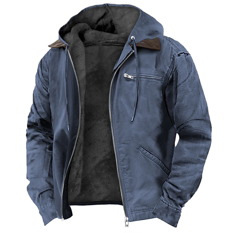 3D printed digital printed hooded sweatshirt with brown lining cotton jacket - Free Shipping - Aurelia Clothing