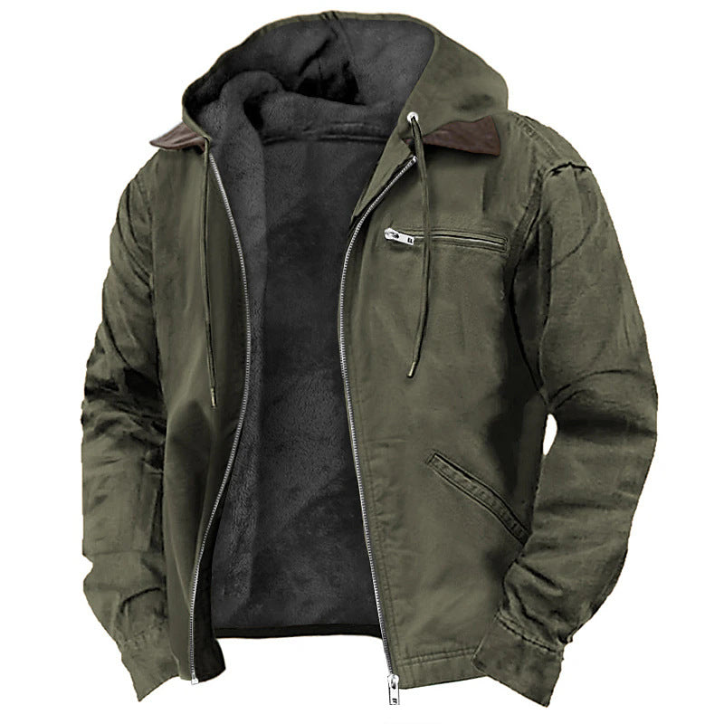 3D printed digital printed hooded sweatshirt with brown lining cotton jacket - Free Shipping - Aurelia Clothing