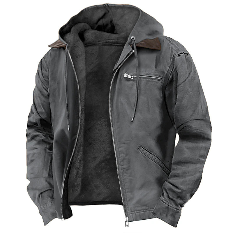 3D printed digital printed hooded sweatshirt with brown lining cotton jacket - Free Shipping - Aurelia Clothing