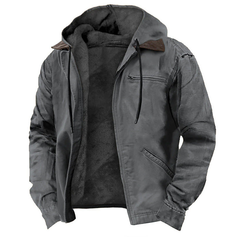 3D printed digital printed hooded sweatshirt with brown lining cotton jacket - Free Shipping - Aurelia Clothing