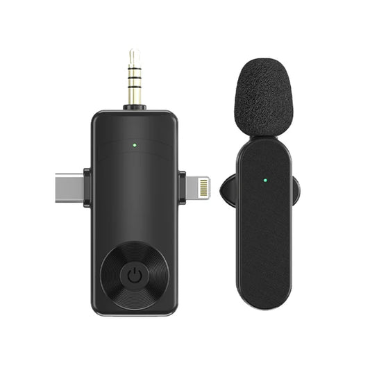 3 In 1 Wireless Lavalier Microphone Plug And Play Intelligent Noise Reduction Mini Mic For iPhone Android Live Broadcast - Aurelia Clothing
