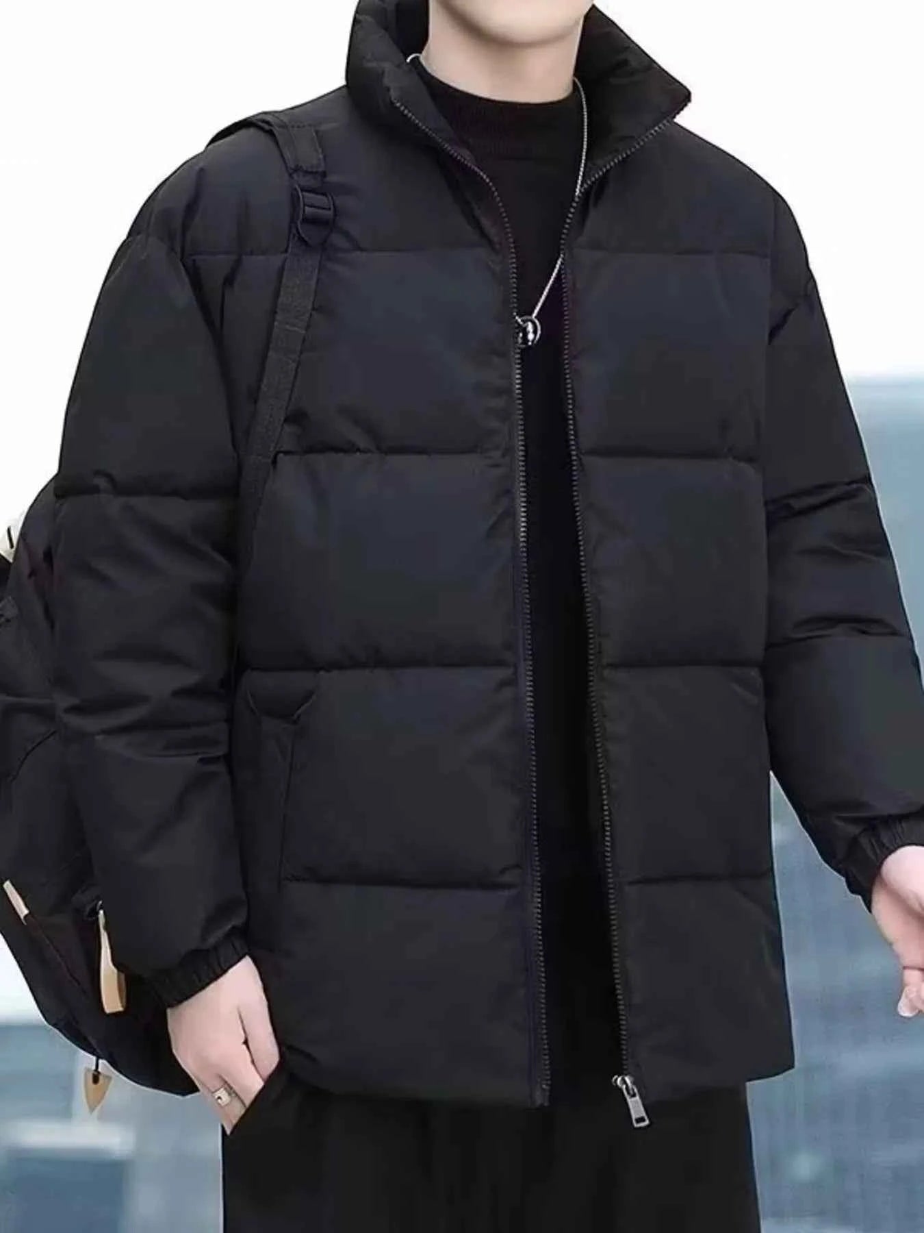 Men's Plus Size Quilted Zip Up Winter Coat - Free Shipping