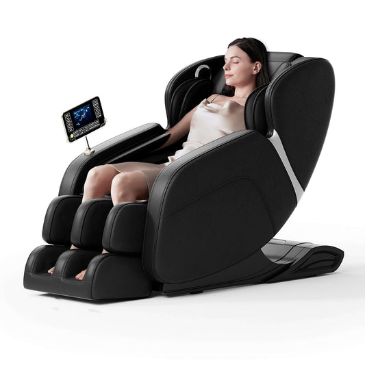 Full Body Massage Chair, Zero Gravity Mode, Deep Tissue Massage Chair, Foot Massage, 8 Fixed Massage Roller, LCD Touch Screen, Waist Heater, Bluetooth, Suitable for 5.1-5.75Ft Height (Black) - Free Shipping