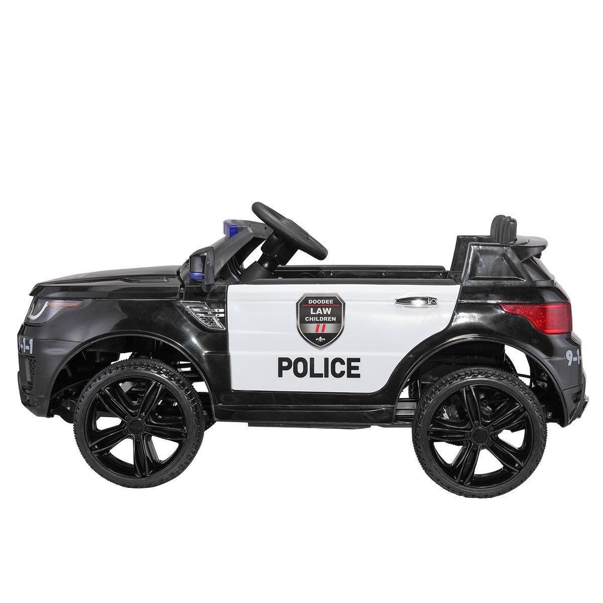 12V Kid Ride on Police Car with Parental Remote Control, Battery Powered Electric Truck with Siren, Flashing Lights,Music, Spring Suspension, Black - Free Shipping - Aurelia Clothing