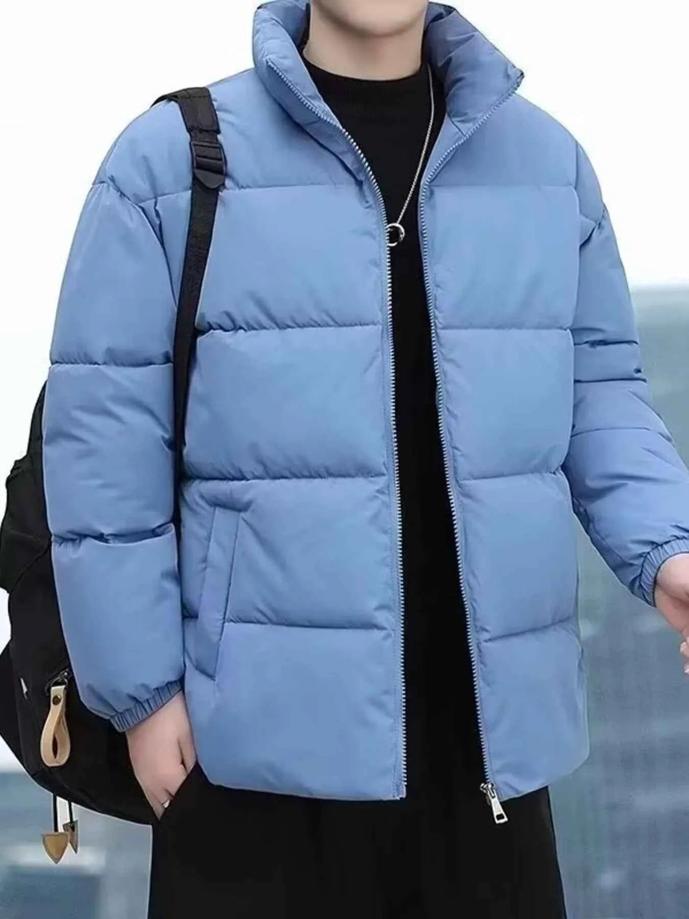 Men's Plus Size Quilted Zip Up Winter Coat - Free Shipping