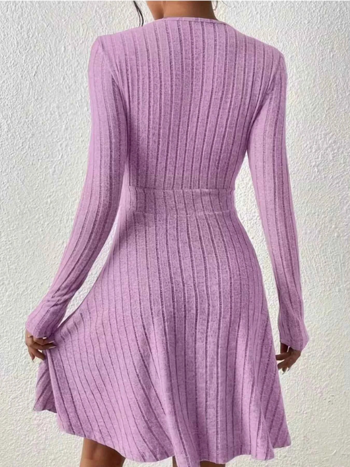 Ribbed Knit Wrap Mini Dress - Free Shipping